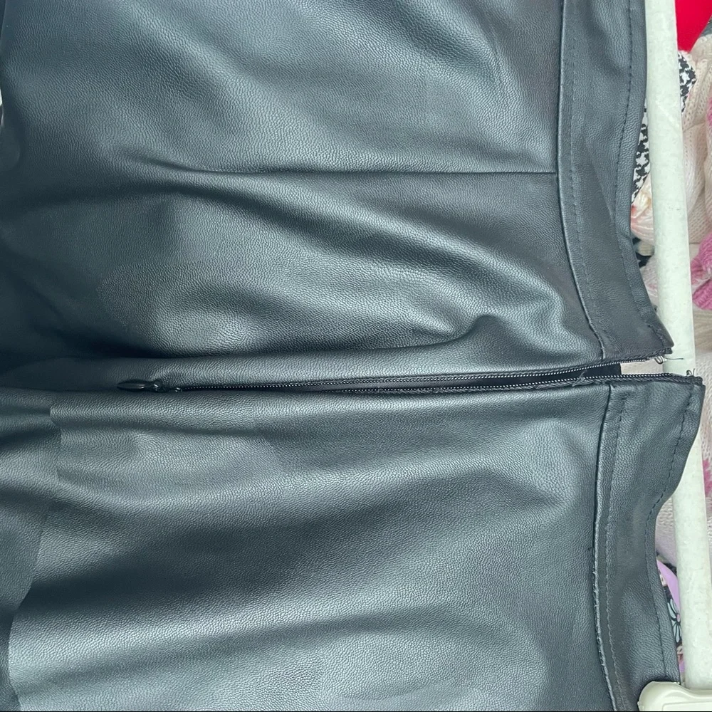 BCBG Faux Leather Paneled Skater Skirt